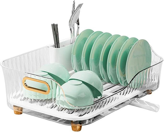 Dish Drying Rack, Dish Rack for Kitchen Counter Bowl Plate Storage Dish Drainer Rack with Drainboard for Kitchen Counter and Sink
