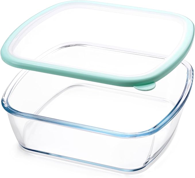 NUTRIUPS 9 x 9 Glass Baking Dish with Lid, 9 x 9 Baking Pan, 2.75QT LARGE and DEEP Baking Dish for Oven (Green, 2.6L)