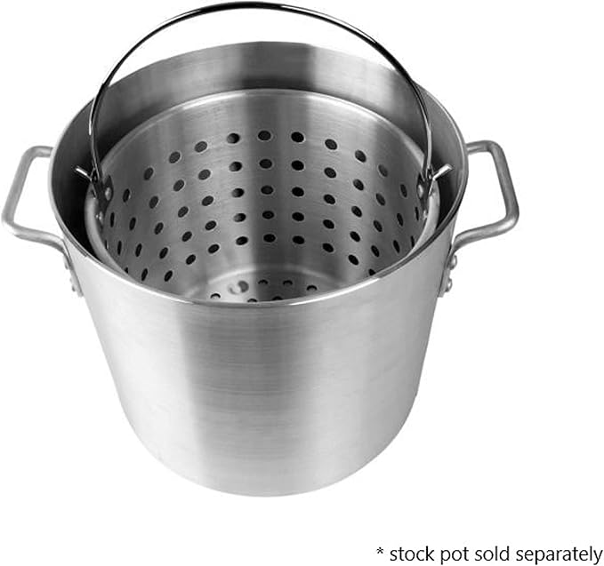 TrueCraftware-100 qt Aluminum Steamer Basket 18-1/4" x 15-3/8" fits 100 qt Stock Pot- Steamer Cookware Insert Steamer Basket Steamer Insert for Veggie Fish Seafood Cooking