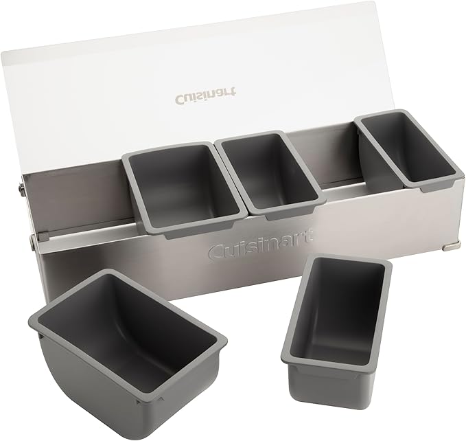 Cuisinart Condiment & Topping Station, 5 Dishwasher Safe Containers for Toppings & Condiments, Versatile Fresh Food Prep Station with Clear Lid, Perfect for BBQs, Burgers, Tacos, Pizza & Omelets