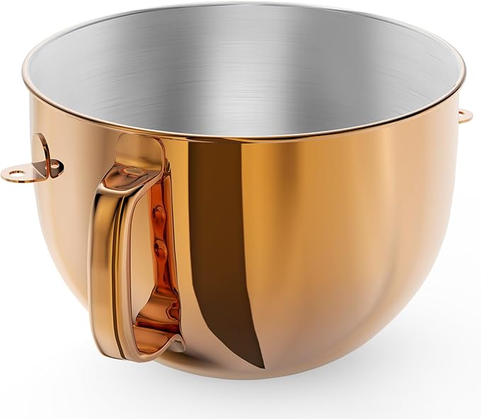 7QT Stainless Steel Mixer Bowl for Kitchenaid Stand Mixers, Kitchen Aid Mixing Bowl for 7QT Lift Mixer with Handle Copper