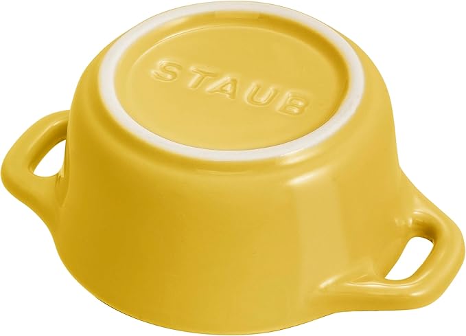 STAUB Ceramic 3-pc Mini Round Cocotte Set, Citron