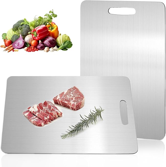 Tavano Titanium Cutting Board,Katuchef Titanium Cutting Board,Titanium Cutting Boards for Kitchen,Non toxic Doubld-Side Durable Chopping Boards, Easy to Clean and Store(1PC-M:13.38 * 9.05)
