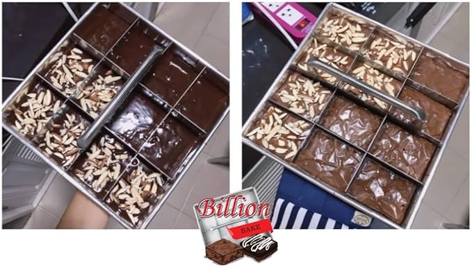 Brownie Cutter Stainless 100% 8,9,10,11,12 Inch Heavy duty Baking Pan or Slicer Ensures Perfect Crispy Edges baking pan Bakeware for Oven Baking Bakeware Cake portion cutter (Cutter 9x9" 12 Pcs.)