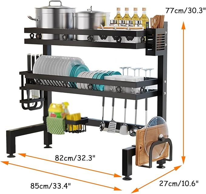 Over Sink Dish Drying Rack,Adjustable Dish Drainer for Kitchen Storage Counter Organization,Stainless Steel Dish Rack Display(2-85cm)