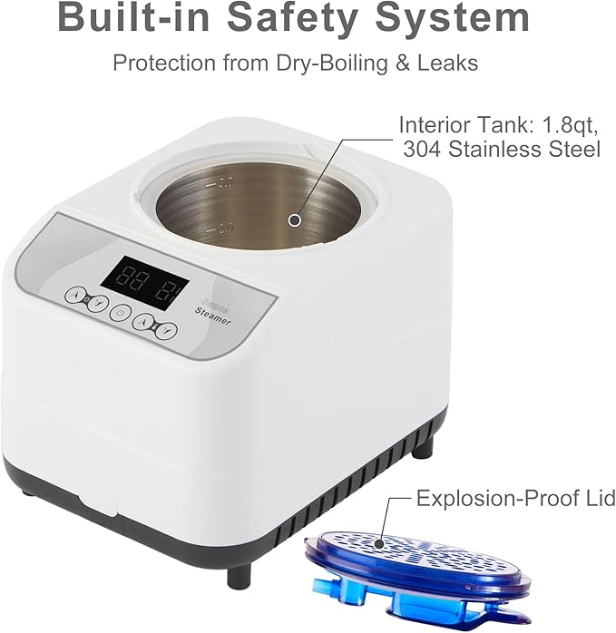 Sauna Steamer Machine for Home, 1300W 1.8qt Steam Generator, Portable Steamer Pot with Remote Control, Oil Diffuser, 5-60 min Timer, 9 Levels, Heat up to 140°F
