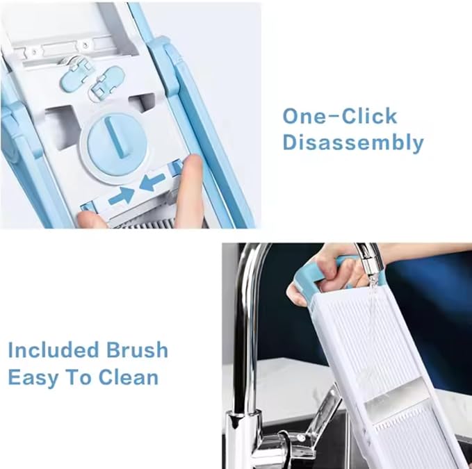 Safe Mandoline Slicer, 5 in 1 Adjustable Vegetable Chopper Food Potato Cutter, Julienne Dicer Thickness 0.1-8 mm Kitchen Chopping Fast Meal Prep Perfect Kitchen Gift with Detachable Blades