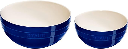 STAUB Ceramic 2-pc Nested Mixing Bowl Set - Dark Blue