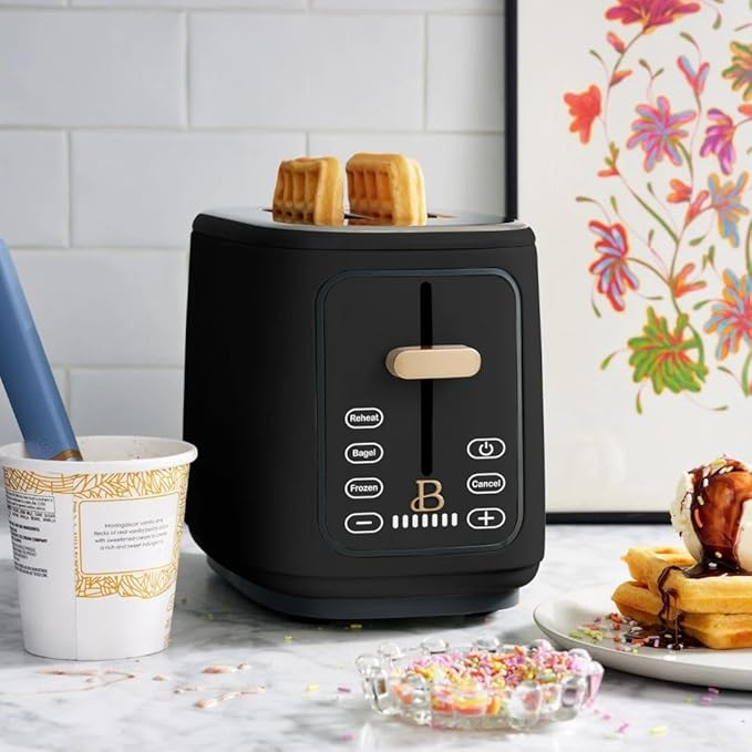 2-Slot Toaster, Touch-Activated Display, 7 Shade Settings, Bagel/Frozen/Reheat Presets by Drew Barrymore (BLACK)