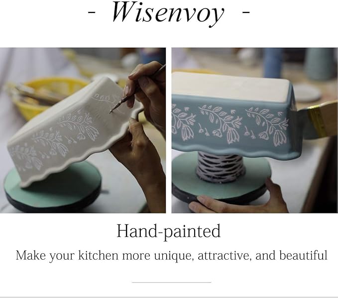 Wisenvoy Loaf Pan Bread Pan Ceramic Loaf Pans for Baking Bread Porcelain Bread Loaf Pan Nonstick Bread Pans for Baking, Grass Black