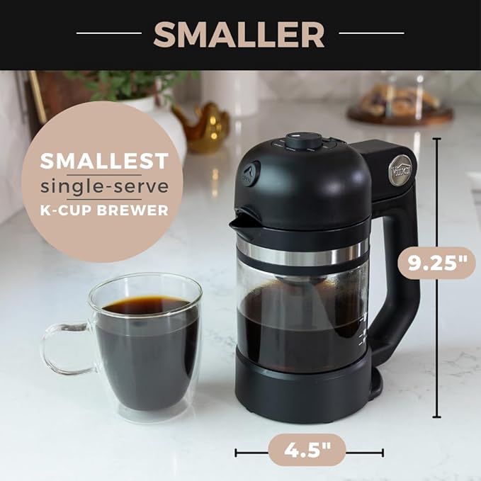 VINCI Micro Café Smallest Single-Serve Glass Coffee Brewer | Compatible with K-Cups, Pods & Ground Coffee | Enclosed & Circle Flow Brewing for Hotter, Richer Flavor | Brews 4oz to 20oz (Off-White)