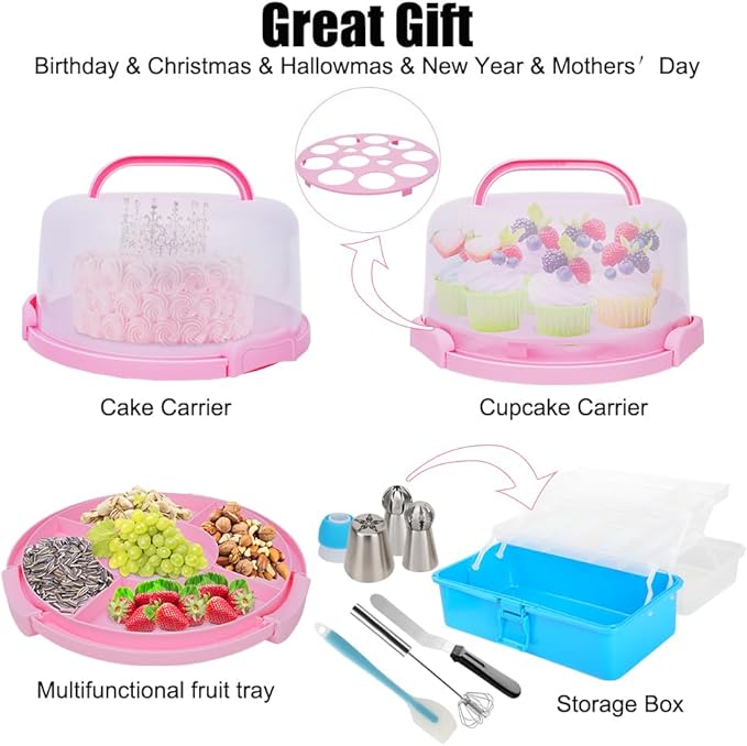 ake Decorating Kit, 672 Pcs Cake Decorating Supplies With Cake Carrier Holder Springform Pan Sets 3-Layer Toolbox Organizer Icing Piping Nozzles Cake Rotating Turntabl Baking Supplies Set Tools