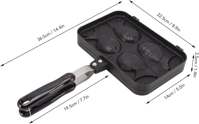Waffle Maker,Taiyaki Fish Shape Cake Non Stick Bakeware Double Baking Pan Waffle Baking with Anti Scalding Handle Japanese Taiyaki Making Machine