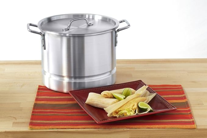 IMUSA USA Aluminum Tamale and Steamer Steamer Pot 20-Quart, Silver