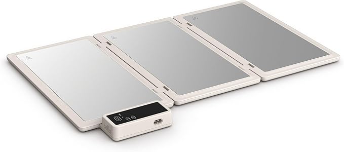 bella Fold & Store Warming Tray, Fits-anywhere Kitchenware, Touchscreen Controls w Adjustable Temperature & Timer, 24.8” to 8.3” wide, Auto Shutoff & Stainless Steel Warming Pads, 300 Watt, Oatmilk