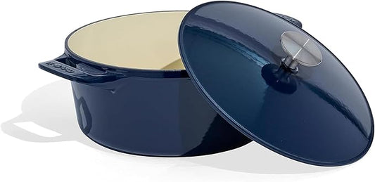 Made In Cookware - Dutch Oven 5.5 Quart - Blue - Enameled Cast Iron - Exceptional Heat Retention & Durability - Professional Cookware - Crafted in France - Induction Compatible