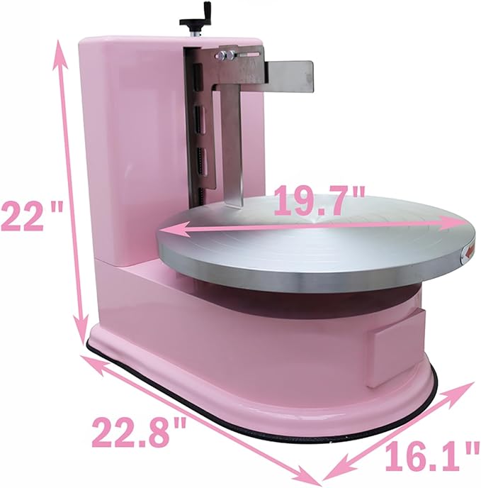 INTSUPERMAI Cake Cream Spreading Coating Smearing Machine Cake Decorating Machines Baking Tools Birthday Cake Cream Spreading Machine 110V for 4-16 inch Cake Pink Color