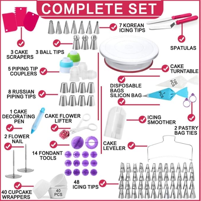 240 Piece Baking Tool Set Combination Cake Turntable Mounted Mouth Set Combination