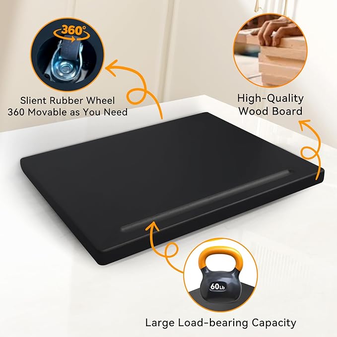 Wood Appliance Slider with 360' Wheels,14.5"D x 9.5"W Sliding Tray for Coffee Maker & Heavy Kitchen Appliances,Countertop Appliance slider for Kitchen Appliance, Premium Wood Rolling Tray,No Assemble