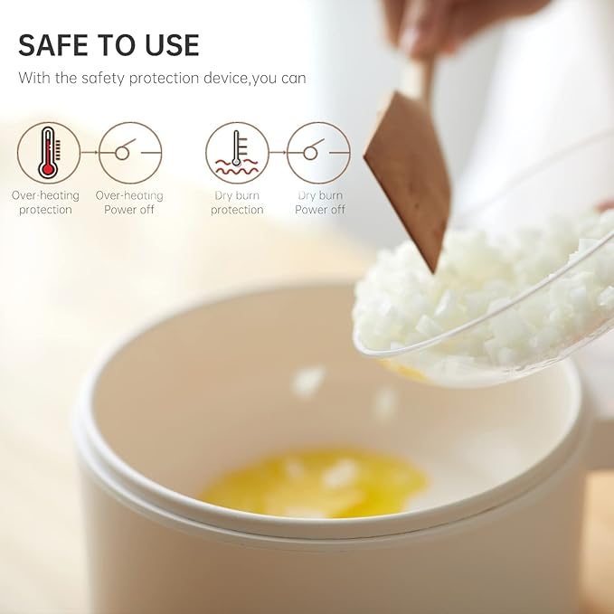 olakys. Electric Hot Pot with Steamer,1.5L Ceramic Glaze Non-stick Portable Pot, Dual Power Multi-functional Electric Cooker, Suitable for Steak, Pasta, Hot Pot, Ramen, Electric Pot for Dorm