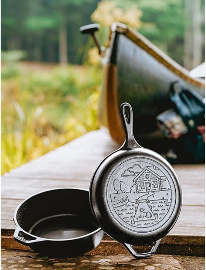 Lodge Cast Iron Wanderlust Series, Cabin Combo Cooker, 3.2 Quart Black