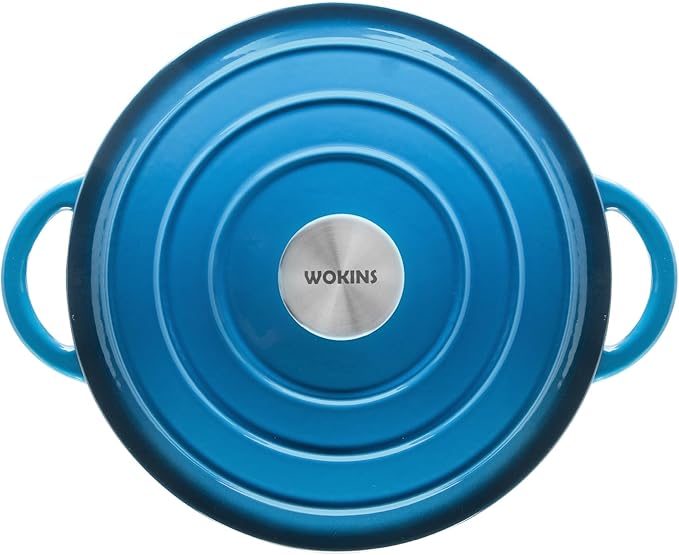 5.5QT Enameled Cast Iron Dutch Oven Pot with Lid,Heavy-Duty Cookware for Sourdough Bread Baking,Braising,Stews,Roasting,Oven Safe up to 500°F,blue