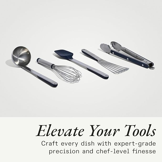 Made In Cookware - Stainless Steel Kitchen Utensil 5-piece Set - Ladle, Tongs, Whisk, Spoonula, Fish Turner