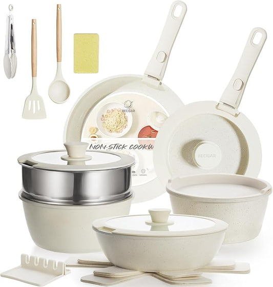 21PCS Pots and Pans Set Ceramic, Pots and Pans Set Non Stick, Removable Handle, Stackable, Nonstick Cookware Set, Non Stick for Cooking