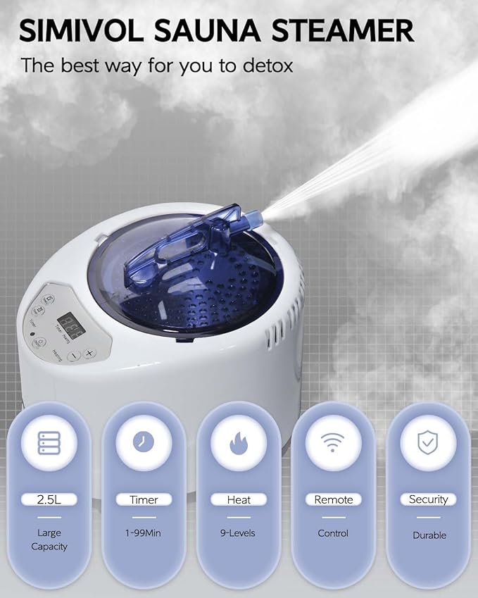 Sauna Steamer Machine, Portable Sauna Steamer, Steam Generator for Sauna, 2.5 Liter Home Sauna Steamer Pot with Remote Control, Steam Cup, Home Spa Sauna Accessories
