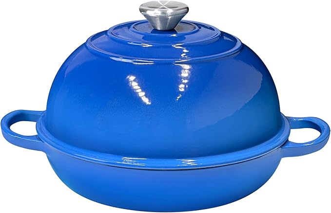 Bread Dutch Oven for Sourdough Bread Baking – Cast Iron Dutch Oven Pot with Lid, Enameled Bread Baker, 6 Quart/26cm Blue