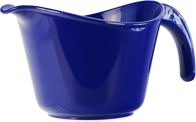 Reston Lloyd, Batter Bowl With Pour Spout, Non-Slip Base, Erogonomic Space Saving Detachable Handle, 2 QT Heavy Duty BPA-Free Microwave & Dishwasher Safe, Indigo