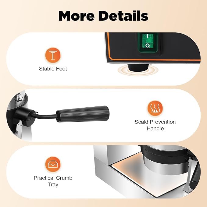 Electric Burger Baking Machine Commercial Cone Maker Double-Sided Constant Heating Ice Cream Sandwich Maker for Home Kitchens Snack Food Factories Panini Press Machine