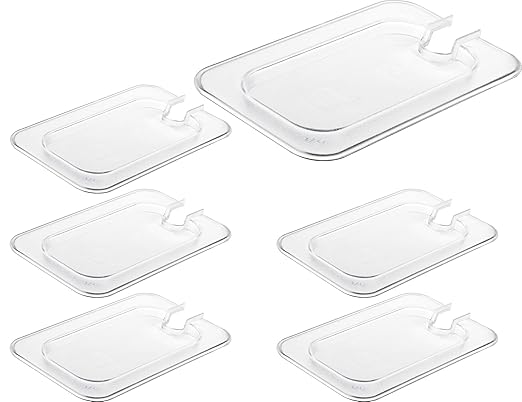 CURTA 6 Pack NSF 1/9 Notched Food Pan Cover, Size Clear Polycarbonate Lid for Commercial Food Pan, Dishwasher & Freezer Safe Plastic Clear