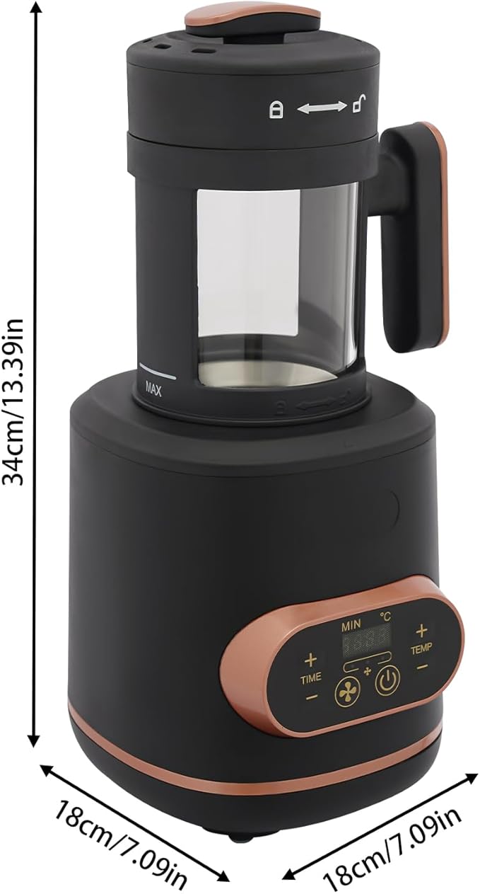1500W Coffee Bean Roaster Machine, 100g Electric Bean Machine with Timer and Heating Adjustable, Roast Coffee At Home, Intelligent Control, 110V