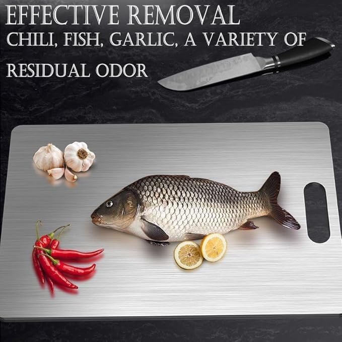 Titanium Cutting Board - New Upgrade 100% Pure Titanium Cutting Boards for Kitchen Double Sided Non Toxic Titanware Cutting Board,Hygiene Durable Dishwasher Safe Chopping Board (14"L x 10"W)