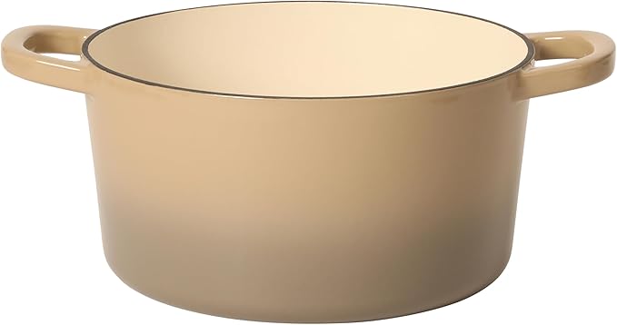 Crock Pot Artisan 5-Quart Round Cast Iron Dutch Oven Pot With Lid - Gradient Taupe