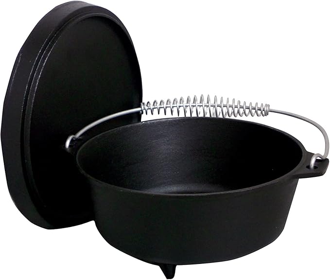 4 Qt. Seasoned Cast Iron Dutch Oven with Feet and Coal Lid