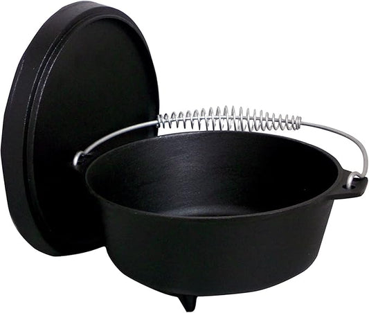 4 Qt. Seasoned Cast Iron Dutch Oven with Feet and Coal Lid
