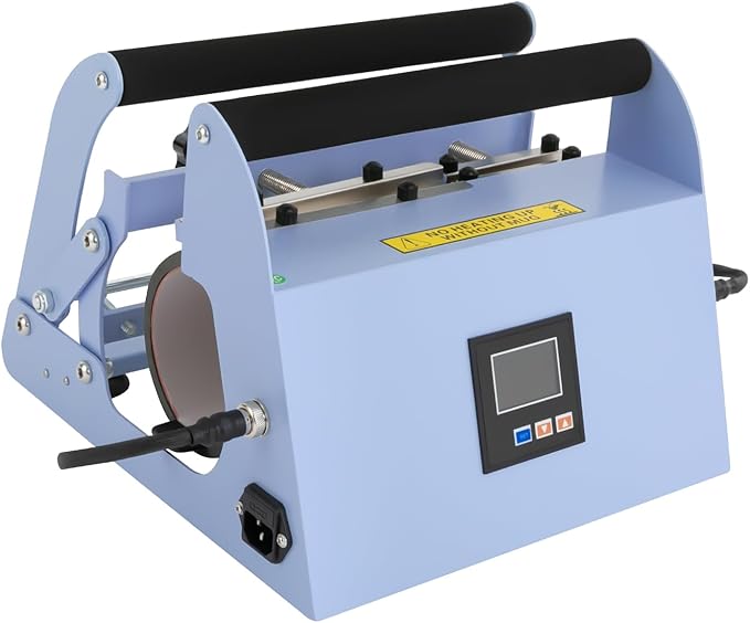 Tumbler Heat Press Machine, 110V 40Oz Mug Press Sublimation Machine with Temp and Time Adjustable - Double Cup Mats for Ceramic Mugs, Glass Cans Car Cups (Light Blue)