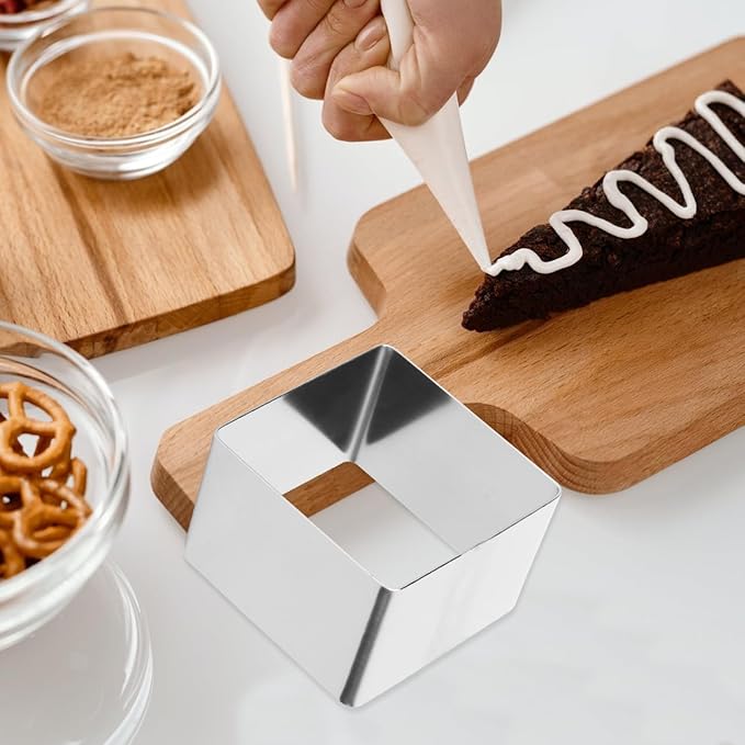 UPKOCH 4 Inch Square Stainless Steel Cake Ring Mold for Mousse Tiramisu Cheesecake Small Square Baking Tool Dishwasher Safe for Home Kitchen Desserts