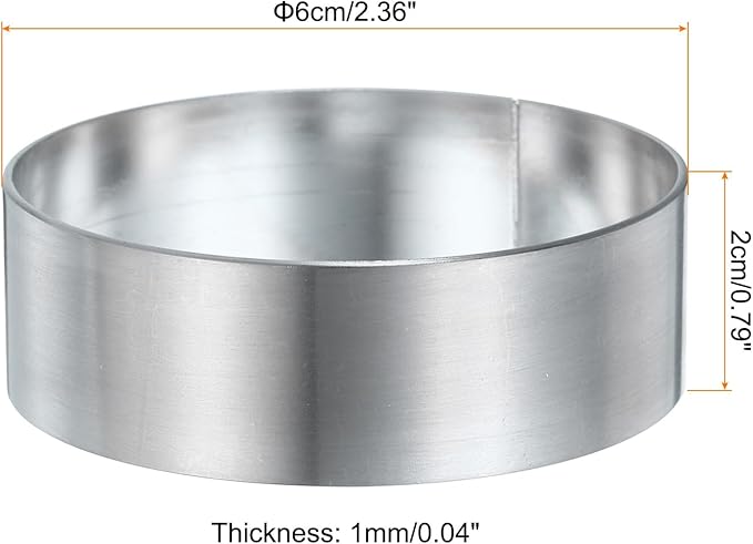 HARFINGTON 4Pcs Round Cake Ring 2.36 x 1 Inch Seamless Stainless Steel Pastry Mousse Dessert Ring Mirror Coating for Baking Cooking English Muffins Crumpet Making Tool