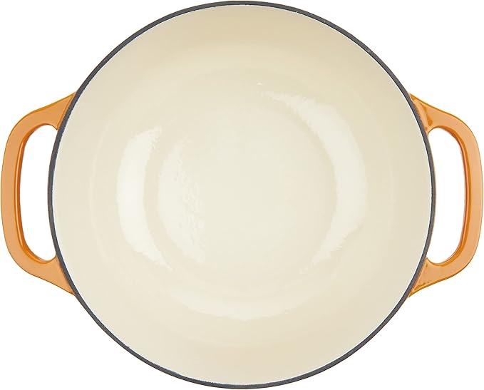 Lodge Essential Enamel Cast Iron Dutch Oven - Perfect for Bread Baking, Braising, Marinating & Slow Cooking - Features Moisture-Sealing Lid & Dual Handles - Kitchen Essentials - 6 Quarts - Apricot