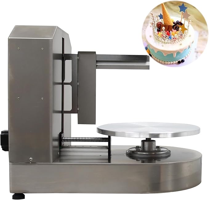 INTSUPERMAI Fully Automatic Cake Cream Spreading Coating Smearing Machine Stainless Steel Cake Decorating Machines Baking Tools Birthday Cake Cream Spreading Machine Suitable for 4-12inch Cake 110V