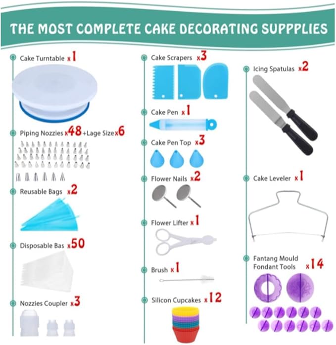 150 Piece Cake Baking Tool Set Cake Turntable Set Extruder Spatula Baking Tool Set