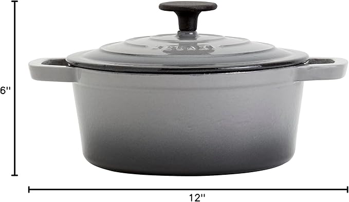 Smith & Clark 3-Quart Enameled Cast Iron Dutch Oven Pot with Lid, Gray