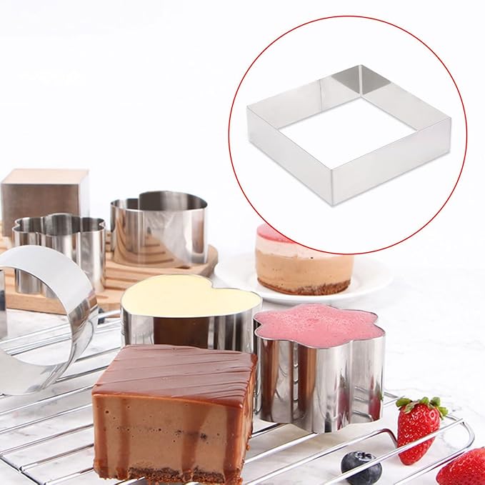 BESTonZON 7.3 Inch Square Cake Ring Stainless Steel Baking Tool for Diy Pastry Mousse Cookie Bread Cutter Mold Kitchen Accessory