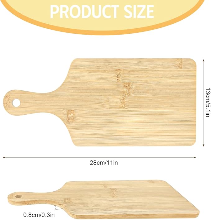25 PCS Cutting Board Bulk Wood Chopping Board Laser Engraving Serving Board with Handle Charcuterie Boards for Customized Mother's Day Housewarming Gift 11" x 5" Bamboo