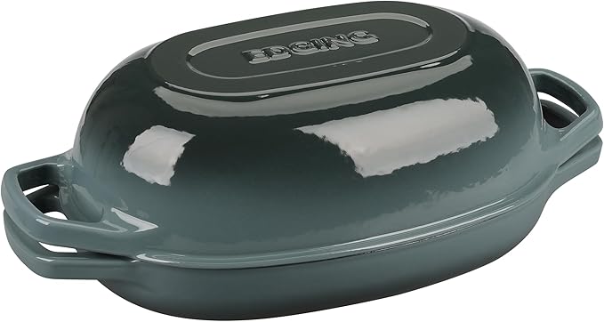 Enameled Cast Iron Oval Dutch Oven Pot with Lid, Dutch Oven for Sourdough Bread Baking, Oval Bread Pan, Bread Oven, Bread Dutch Oven, 5qt, Slateblue