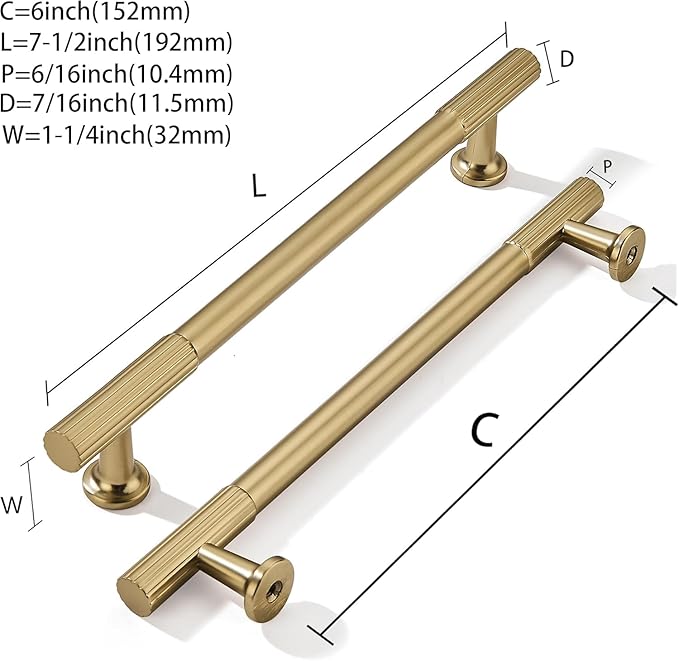 khtumeware 6 Inch Hole Center 20 Pack Champagne Bronze Heavy Duty Solid Satin Brass Cabinet Pulls, Kitchen Drawer Handles, for Dresser cabinets, cabinets