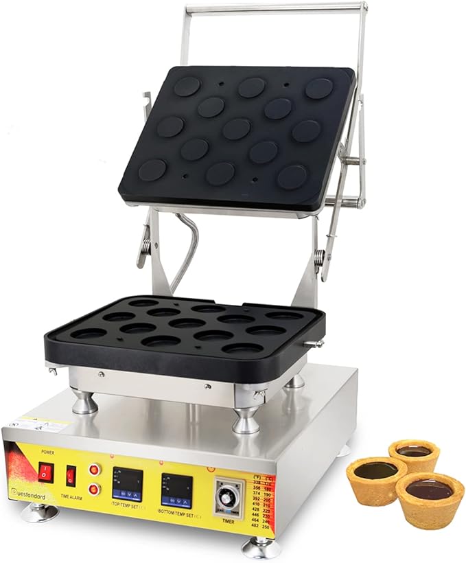 Commercial Egg Tart Crust & Waffle Shell Baking Machine 13-Piece Nonstick Tartlet Baker with Digital Timer Pastry Shell Maker 110V